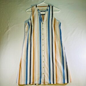 A New Day Womens Medium Cotton Striped Dress Button Down *See Minor Flaws*